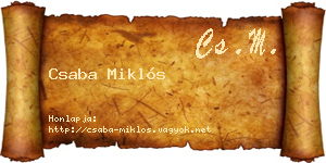 Csaba Miklós névjegykártya